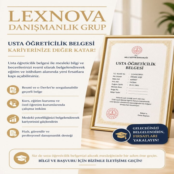 Usta Öğreticilik Belgesi